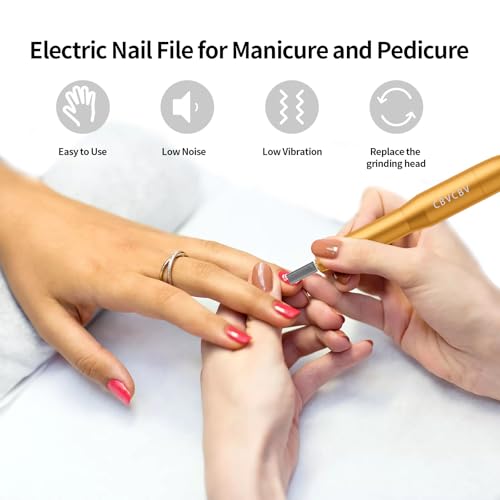 CBVCBV Professional Electric Nail Drill Kit - Variable Speed Control for Acrylic & Gel Nails, Manicure & Pedicure | Includes 6 Grinding Bits, Quiet & Smooth Operation (Gold) - Image 3