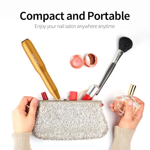 CBVCBV Professional Electric Nail Drill Kit - Variable Speed Control for Acrylic & Gel Nails, Manicure & Pedicure | Includes 6 Grinding Bits, Quiet & Smooth Operation (Gold) - Image 4