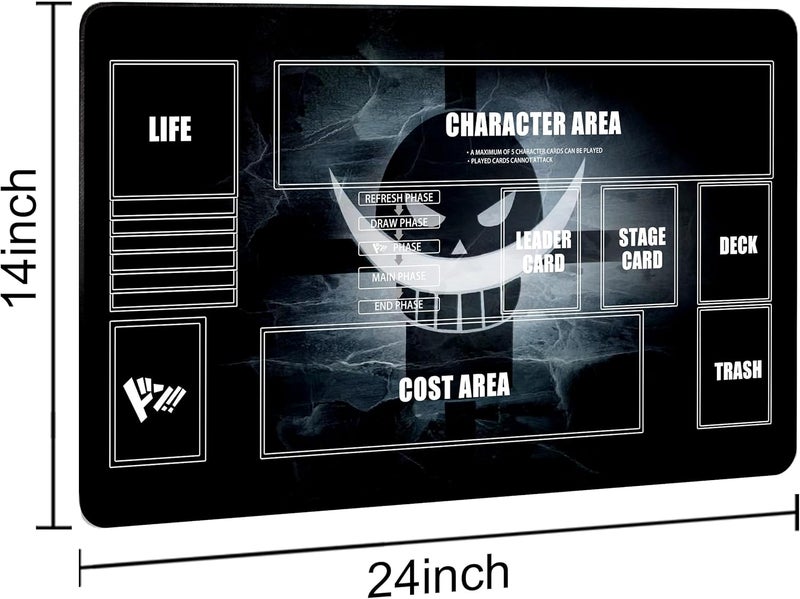 Extalas Playmat for One Piece Card Game (24x14 Inches): with Non-Slip Rubber, Zones Design, a Professional Storage Bag Included, Plus a Limited-Time Gift of a Set of 20 Damage Counters (Black2) - Image 2