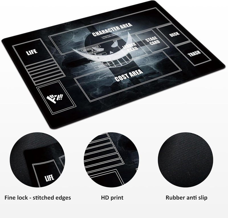 Extalas Playmat for One Piece Card Game (24x14 Inches): with Non-Slip Rubber, Zones Design, a Professional Storage Bag Included, Plus a Limited-Time Gift of a Set of 20 Damage Counters (Black2) - Image 3