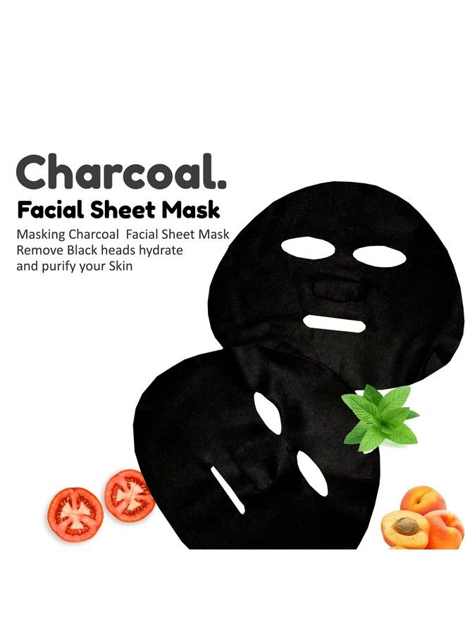 MASKING Charcoal Bamboo Facial Sheet Mask Skin Detox And Cleansing Tomato Ginseng & Charcoal Sheet Mask For Women Men 25Ml Each Pack Of 02  - Image 5