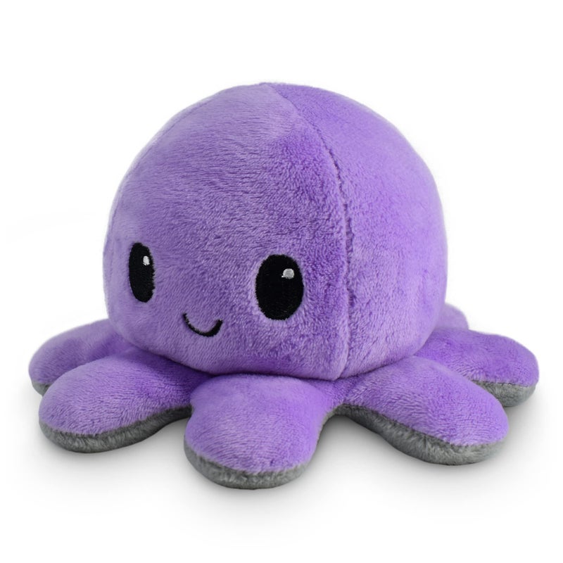 TeeTurtle - The Original Reversible Octopus Plushie - Happy Purple + Dead Gray - Cute Sensory Fidget Stuffed Animals That Show Your Mood - Image 2