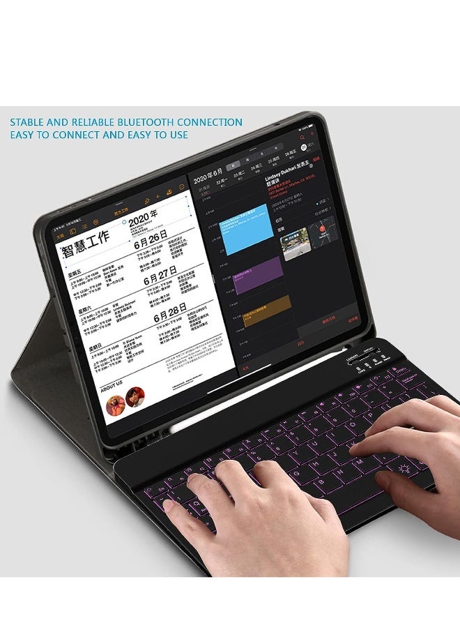لوحة مفاتيح لاسلكية خلفية مضيئة بلوتوث صغيرة محمولة خارجية بدون سلك قابلة لإعادة الشحن مضاءة لأجهزة Android والهواتف الذكية وآيباد برو وإير وميني وآيفون ونظام ويندوز سيرفيس - Image 4