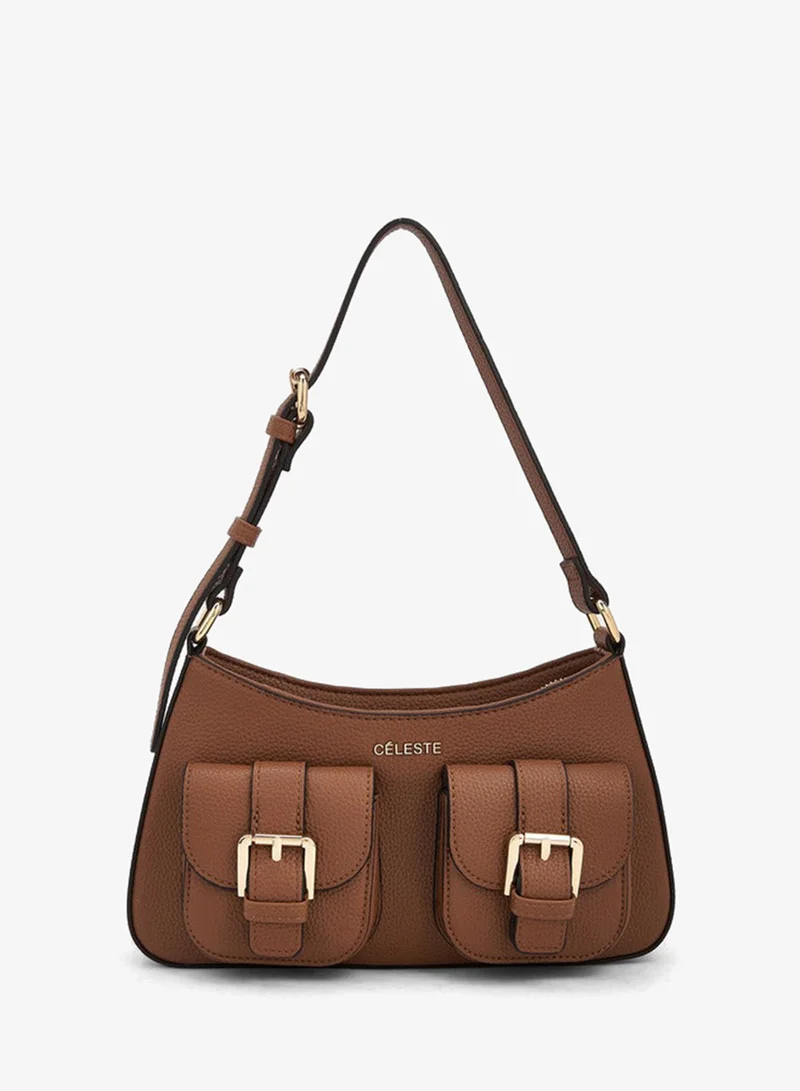 Celeste Textured Shoulder Bag With Zip Closure