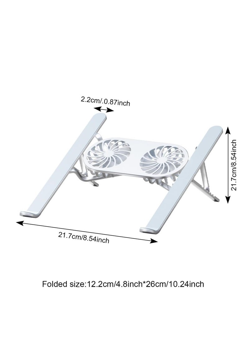 قاعدة تبريد لابتوب  ، حامل لابتوب قابل للطي، حامل نظام تبريد لابتوب مع مروحتين صامتتين، ارتفاع قابل للتعديل، مصابيح LED، لاجهزة اللابتوب مقاس 10 - 15.6 انش - Image 2