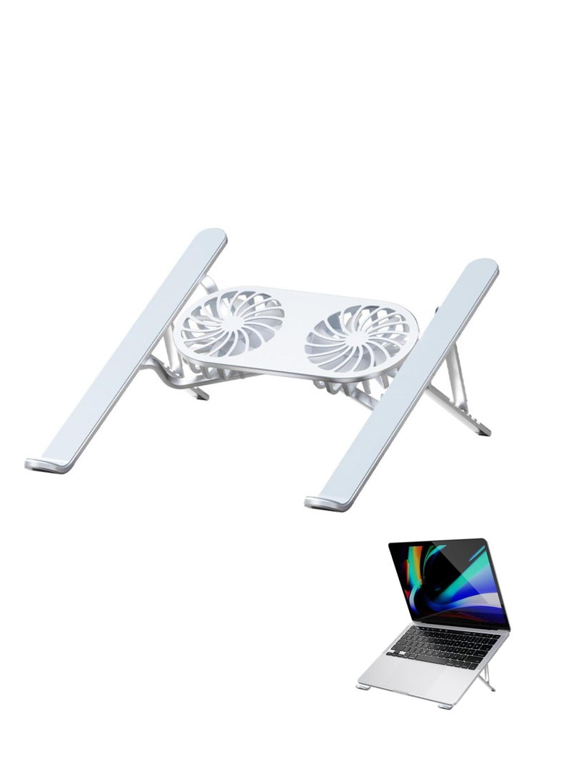 قاعدة تبريد لابتوب  ، حامل لابتوب قابل للطي، حامل نظام تبريد لابتوب مع مروحتين صامتتين، ارتفاع قابل للتعديل، مصابيح LED، لاجهزة اللابتوب مقاس 10 - 15.6 انش - Image 1