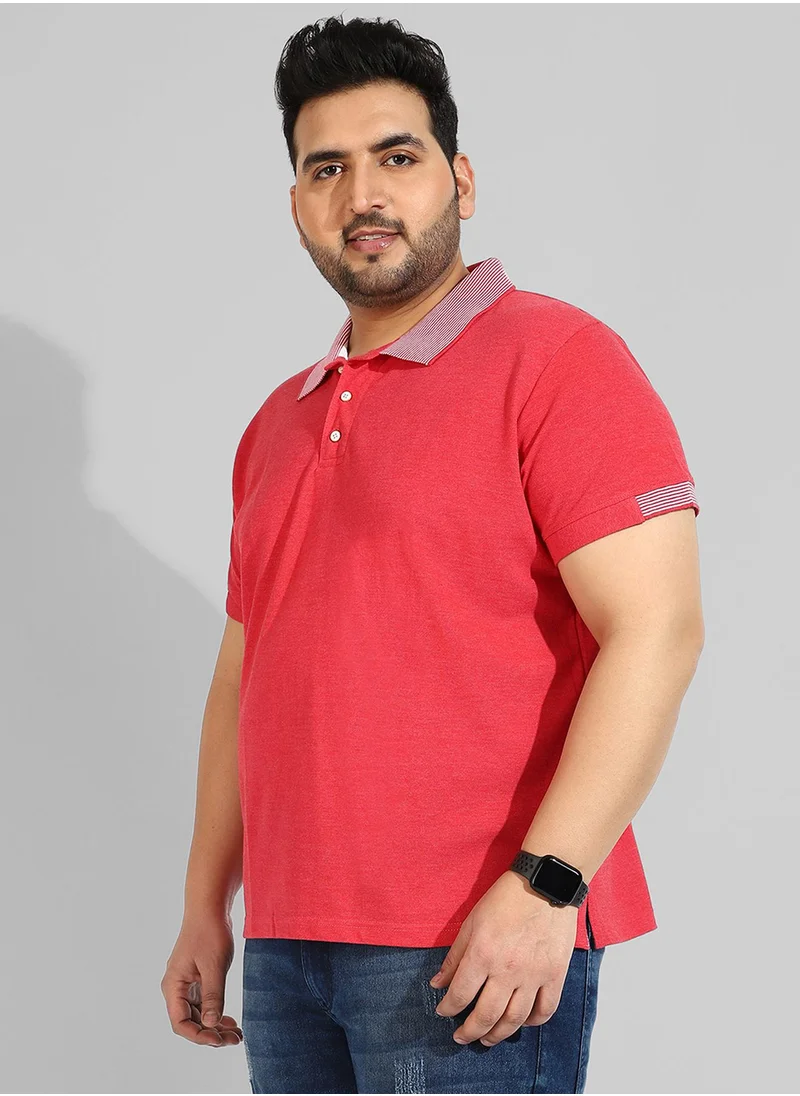 Instafab Plus Men's Solid Red Regular Fit Casual T-Shirt