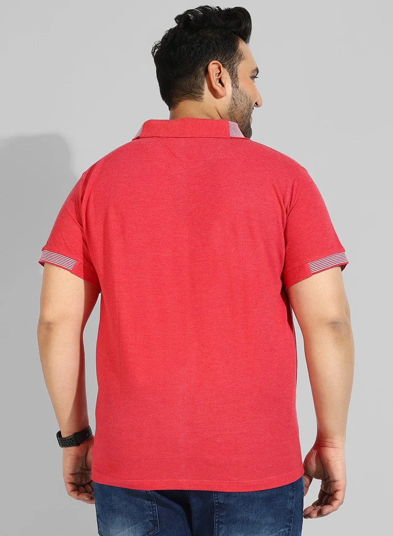 Instafab Plus Men's Solid Red Regular Fit Casual T-Shirt