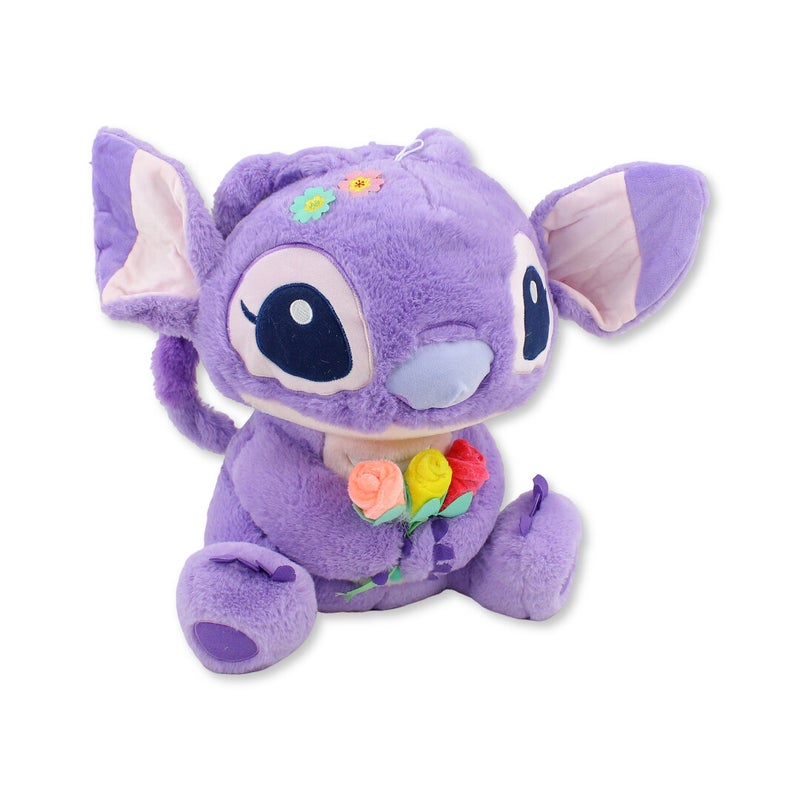 OKO Stitch with Flowers Plush Toy – Purple (Large) - Image 1