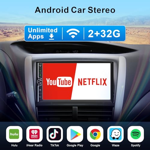 LEROAADZ Double Din Car Stereo Wireless Apple CarPlay Android Auto,7 in Android Car Radio Head Unit with QLED Touchscreen, Bluetooth,WiFi, GPS Navigation, FM/USB/SWC/AUX/Subwoofer - Image 2