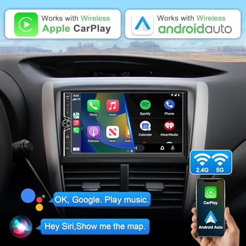 LEROAADZ Double Din Car Stereo Wireless Apple CarPlay Android Auto,7 in Android Car Radio Head Unit with QLED Touchscreen, Bluetooth,WiFi, GPS Navigation, FM/USB/SWC/AUX/Subwoofer - Image 3