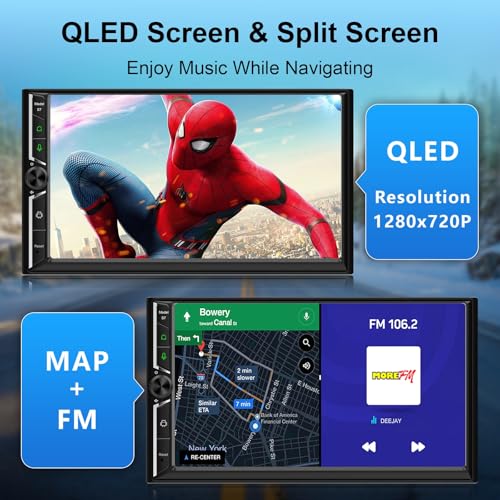 LEROAADZ Double Din Car Stereo Wireless Apple CarPlay Android Auto,7 in Android Car Radio Head Unit with QLED Touchscreen, Bluetooth,WiFi, GPS Navigation, FM/USB/SWC/AUX/Subwoofer - Image 4