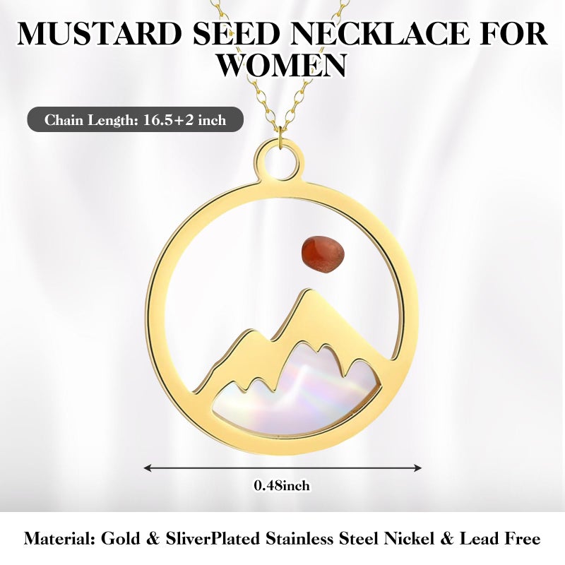 Tedux 2 Pcs Silver & Gold Mustard Seed Necklace, Mustard Seed Necklace for Women Religious Faith Gift - Image 3