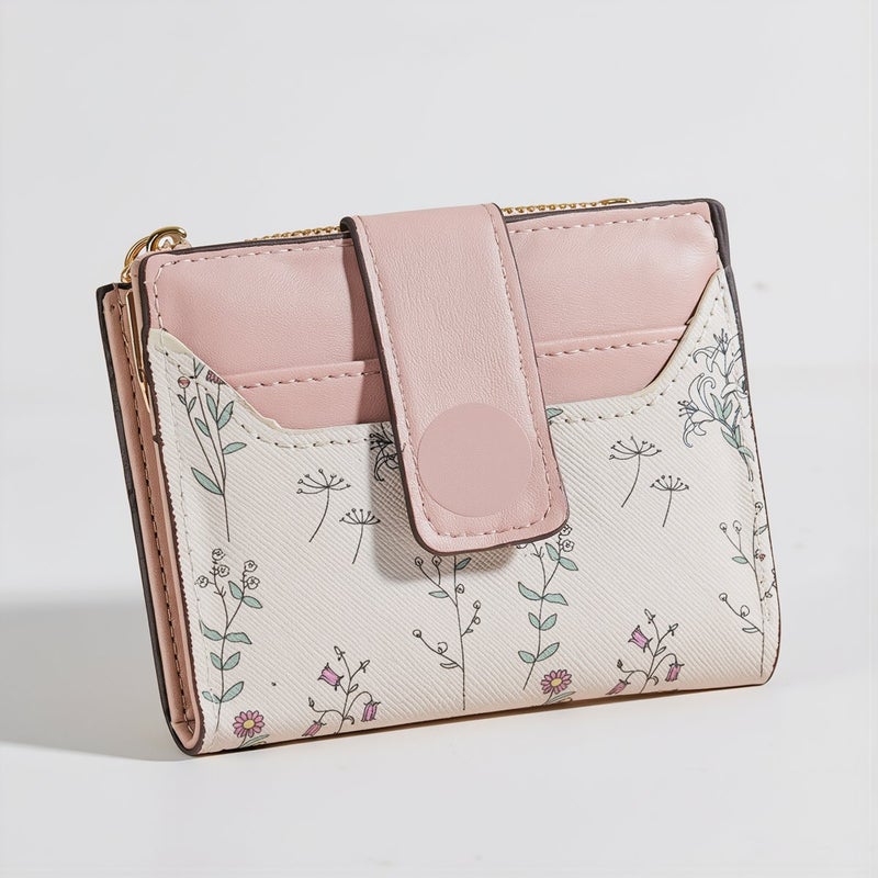 Multi Size Compatible Floral Women Wallet Fits ID Cards Credit Cards Beige - Image 3