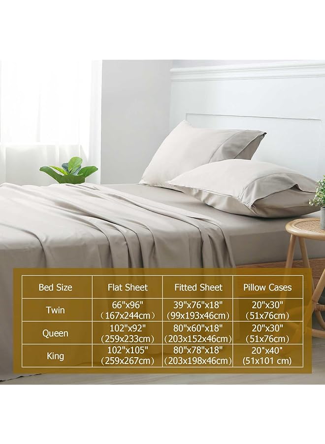 erorex 100 Percent Bamboo Bed Sheet Set With Pillowcases 4 Pieces Including 1 X Fitted Sheet 2 X Pillow Covers 1 X Flat Sheet Breathable And Machine Washable Queen Size - Image 2