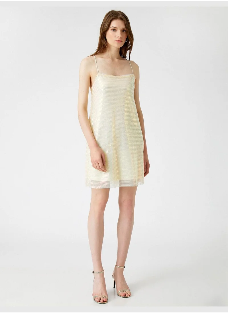KOTON Sequinned Dress Spaghetti Strap