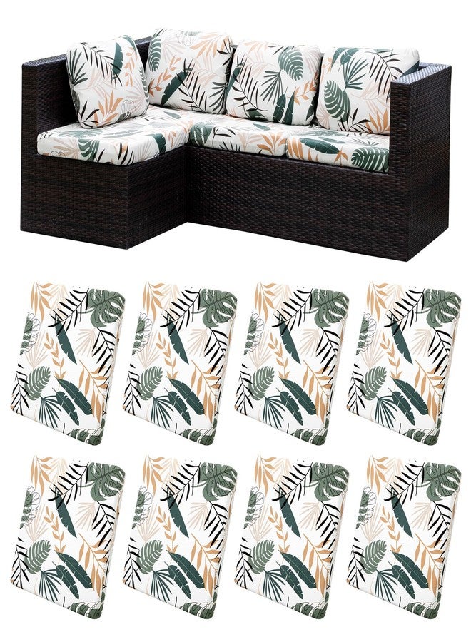 BIETYONE 8Pcs Stretch Patio Cushion Covers,Outdoor Couch Covers Replacement,Outdoor Couch & Sofa Slipcovers,for Patio Furniture Cushion Covers,Washable Reusable Furniture Protector(coconut trees,Cover Only) - Image 1