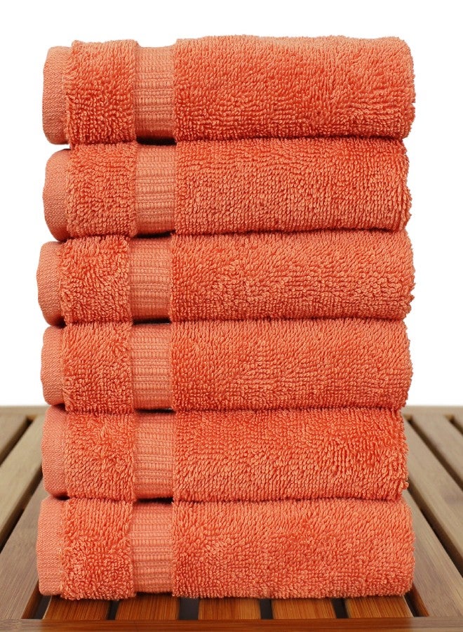 BC BARE COTTON Luxury Hotel & Spa Towel Turkish Cotton Washcloths - Coral - Dobby Border - Set of 6 - Image 5