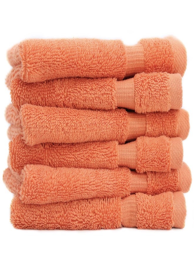 BC BARE COTTON Luxury Hotel & Spa Towel Turkish Cotton Washcloths - Coral - Dobby Border - Set of 6 - Image 2