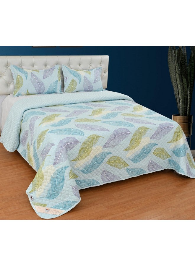 FRESH FROM LOOM ملاءة سرير كينغ بحجم مزدوج من القطن 100% بتقنية الفراش الفائق 280 TC | مبطنة | ملاءة مسطحة لجميع الفصول | مجموعة أغطية سرير فائقة النعومة مع 2 غطاء وسادة (90x100 بوصة | ورقة-زرقاء سماوية) - Image 1