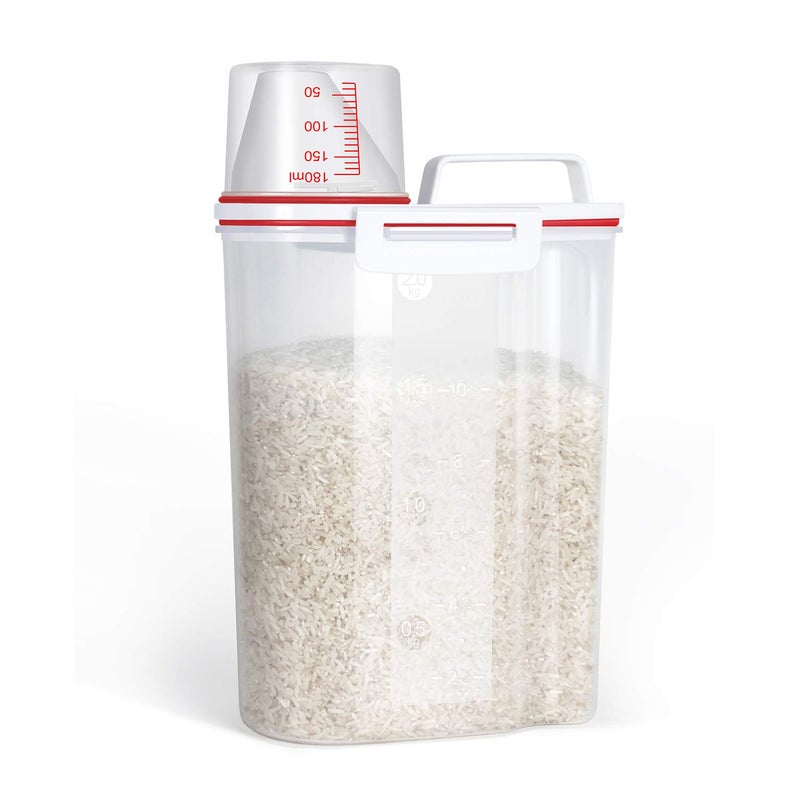 TBMax Rice Storage Bin Cereal Containers Dispenser with BPA Free Plastic + Airtight Design + Measuring Cup + Pour Spout (Red) - Image 2