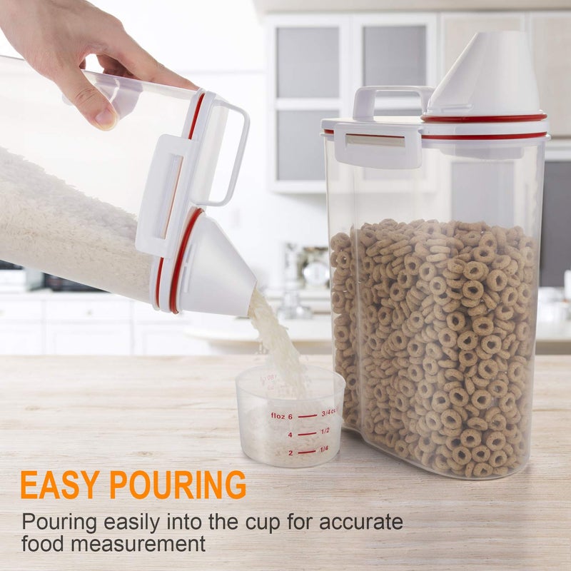 TBMax Rice Storage Bin Cereal Containers Dispenser with BPA Free Plastic + Airtight Design + Measuring Cup + Pour Spout (Red) - Image 3