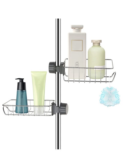 2PCS Sink Caddy Sponge Holder, Single Layer Stainless Steel Faucet Storage Rack, Kitchen Organizer for Dishcloth and Cleaning Brush Holder, Shower Caddy Soap Organizer for Bathroom or Kitchen