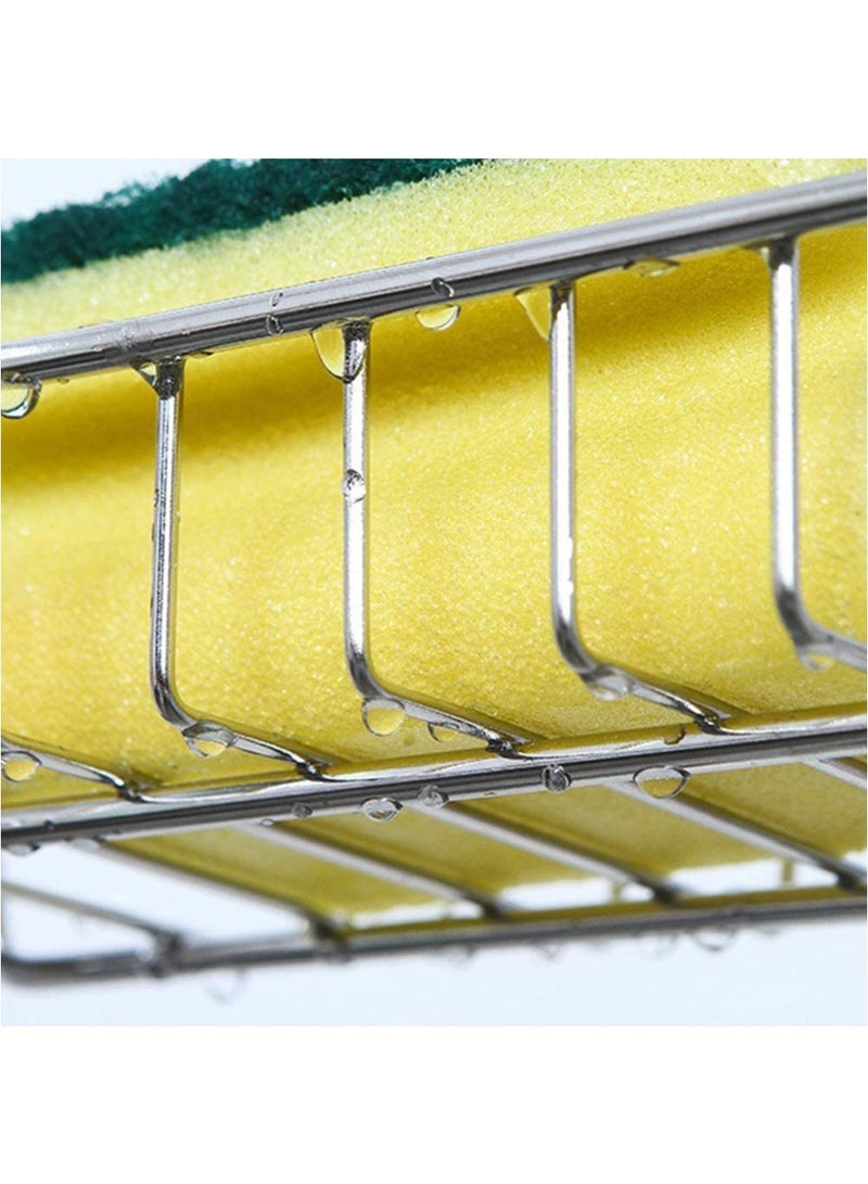 2PCS Sink Caddy Sponge Holder, Single Layer Stainless Steel Faucet Storage Rack, Kitchen Organizer for Dishcloth and Cleaning Brush Holder, Shower Caddy Soap Organizer for Bathroom or Kitchen