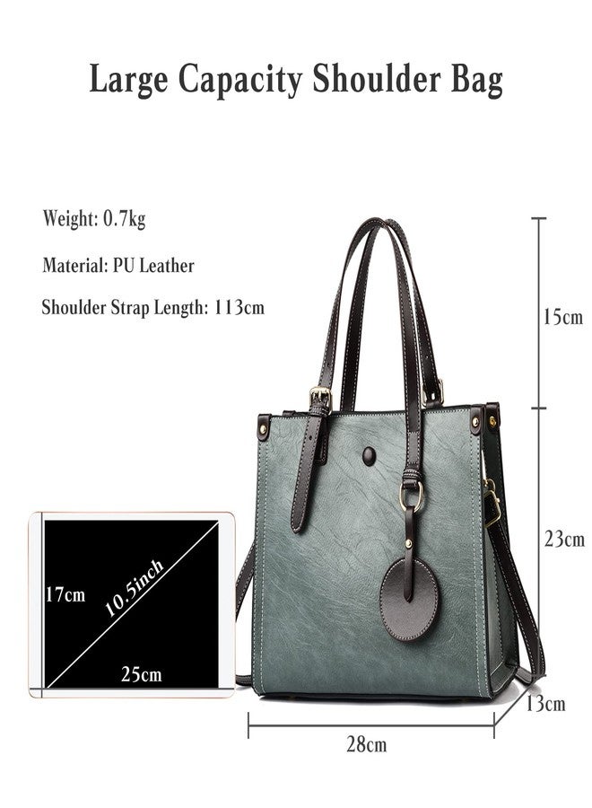 FANDARE Women Handbag Tote Bag Top Handle Bag PU Leather Shoulder Bag Satchel Bag with Adjustable Shoulder Strap Crossbody Bag Messenger Bag for Work Travel Office Party Shopping Green - Image 3