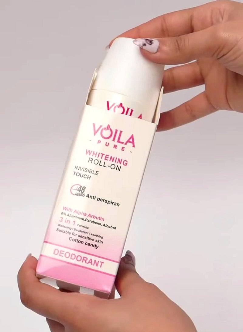 Voila Voila Pure Whitening Roll On Invisible Touch 48 Hours Antiperspirant Suitable For Sensitive Skin / Cotton Candy Scent 50 ml - Image 4