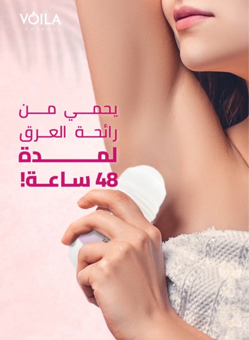 Voila Voila Pure Whitening Roll On Invisible Touch 48 Hours Antiperspirant Suitable For Sensitive Skin / Cotton Candy Scent 50 ml - Image 3