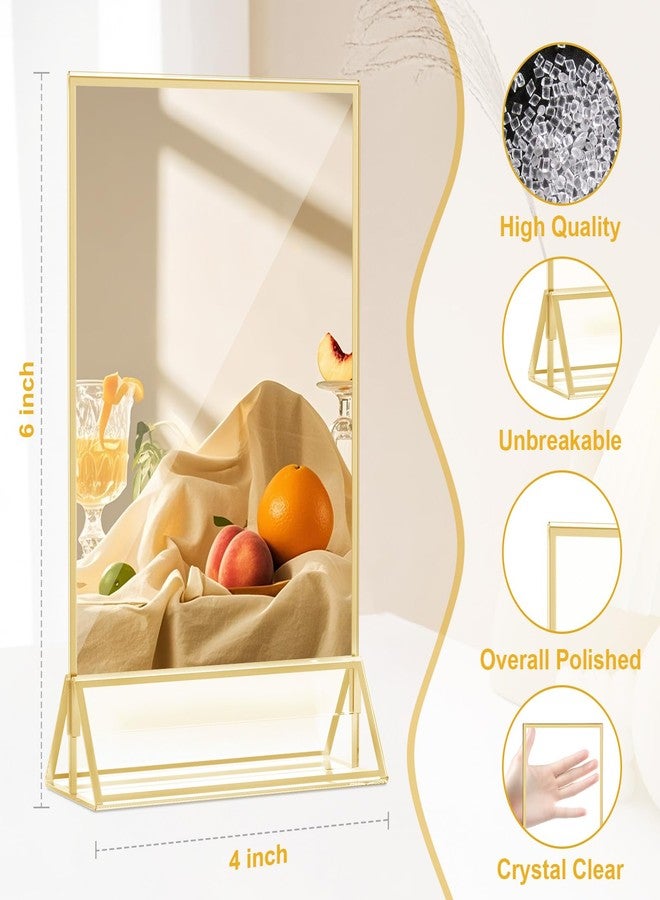 Daofary 14 Pack Acrylic Sign Holder 4 x 6, Double Sided Gold Picture Frames Display Stand, Clear Sign Holders Menu Flyer Holder for Menus,Wedding Party Offices - Image 4