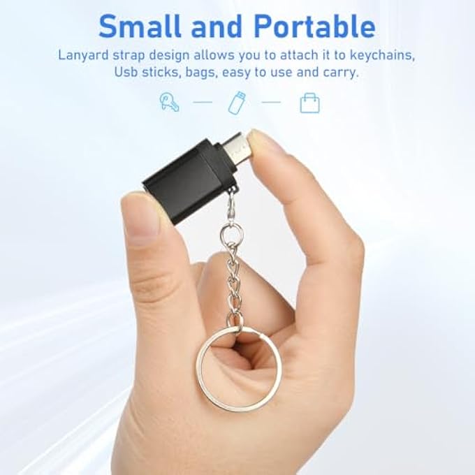 rayihni USB TO USB-C 3.0 ADAPTER PACK OF 2 10GBPS USBC MALE TO USB FEMALE WITH KEY FOB MOBILE PHONE OTG ADAPTER COMPATIBLE WITH IPHONE 16 15 SERIES MACBOOK PRO M4 MAC MINI GALAXY S24 - Image 3