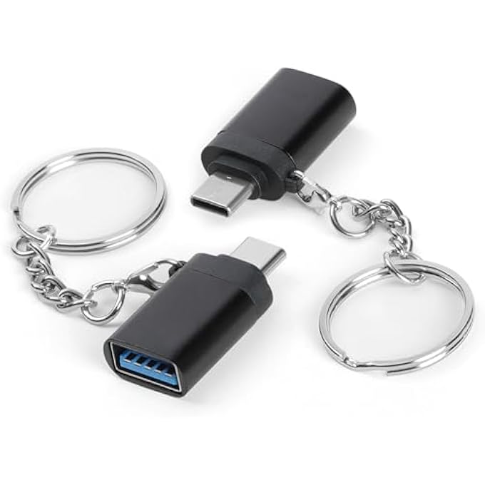 rayihni USB TO USB-C 3.0 ADAPTER PACK OF 2 10GBPS USBC MALE TO USB FEMALE WITH KEY FOB MOBILE PHONE OTG ADAPTER COMPATIBLE WITH IPHONE 16 15 SERIES MACBOOK PRO M4 MAC MINI GALAXY S24 - Image 1