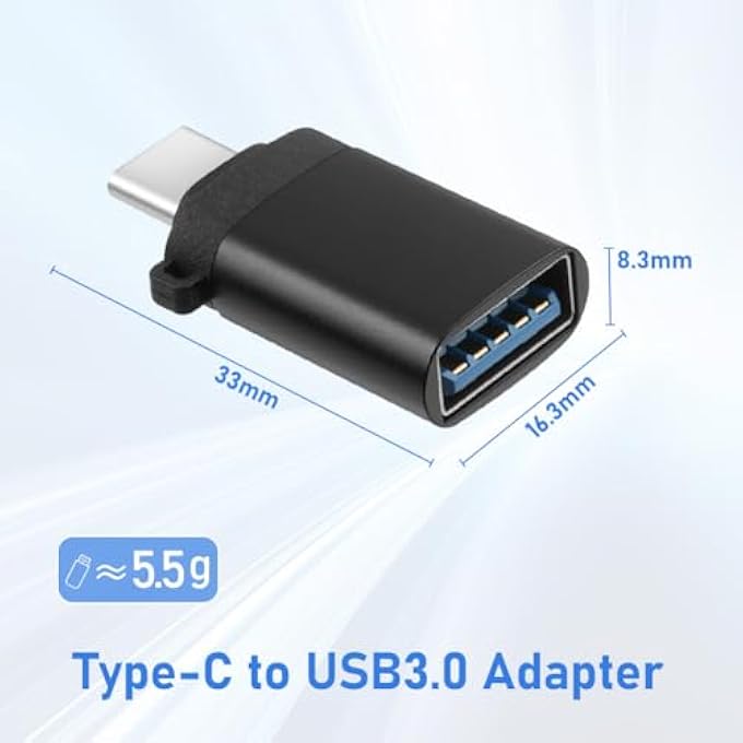 rayihni USB TO USB-C 3.0 ADAPTER PACK OF 2 10GBPS USBC MALE TO USB FEMALE WITH KEY FOB MOBILE PHONE OTG ADAPTER COMPATIBLE WITH IPHONE 16 15 SERIES MACBOOK PRO M4 MAC MINI GALAXY S24 - Image 2