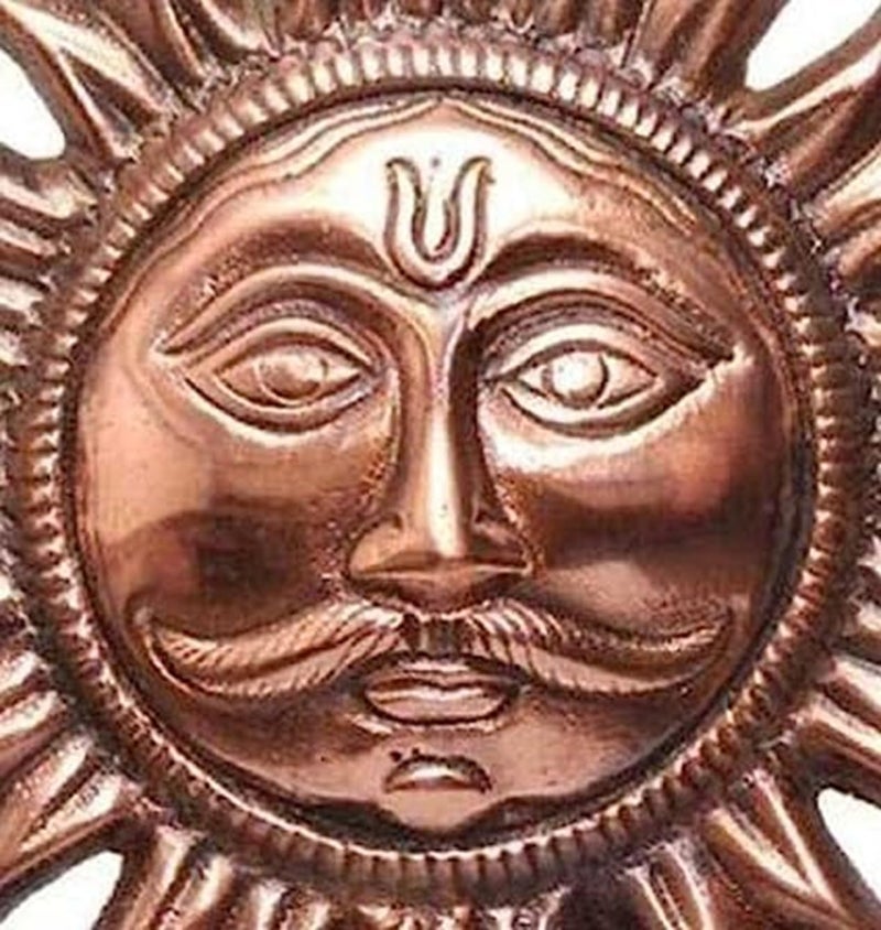 Magic Providers Home Vastu Sun Surya Face Copper God Sun Wall Hanging Feng Shui Copper Sun Surya Face Murti Idol Statue Wall Hangings for Vastu Remedies for East Wall 4 inch Bronze - Image 5