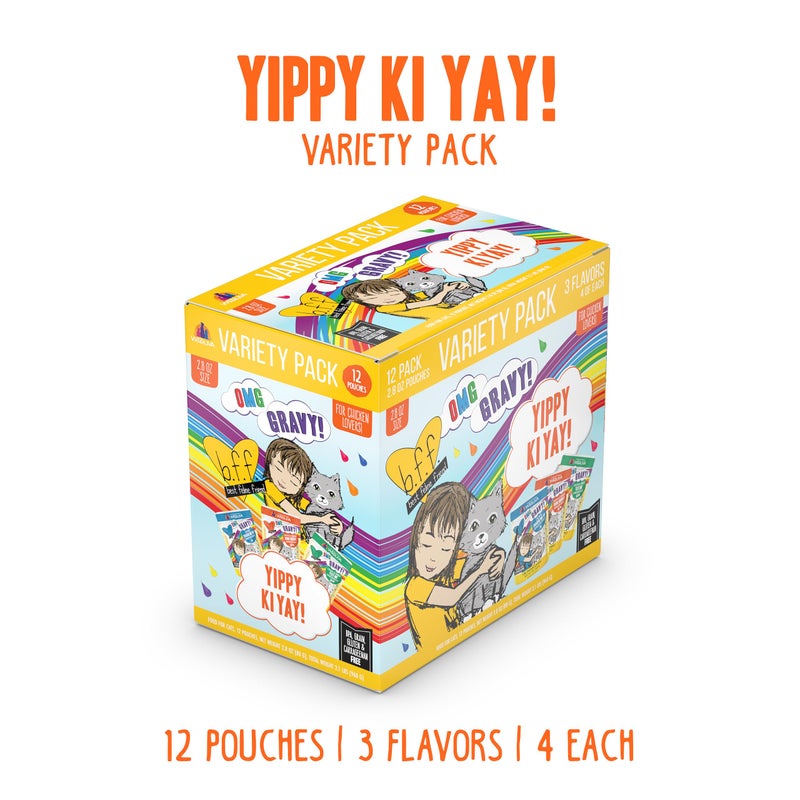 Weruva B.F.F. OMG - Best Feline Friend Oh My Gravy!, Yippy Ki Yay Yellows! Variety Pack, 2.8oz Pouch (Pack of 12) - Image 2