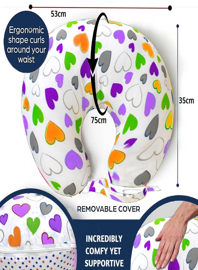 VParents Multipurpose Baby Feeding Nursing Cum Maternity Pillow for New Born Cotton, Recommended for Maternity, Nursing, Medical Daisy (Purple) 110251 - Image 4
