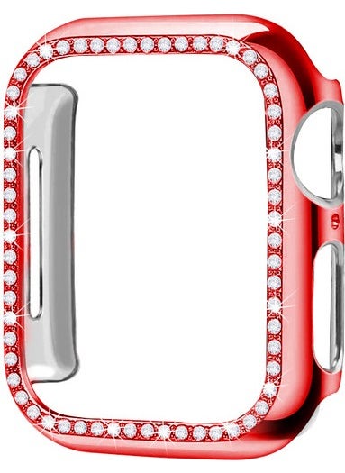 Techmaster Apple Watch 5 6 44MM Compatible Single Row Shiny Stone Rubber Case Cover  - Image 1