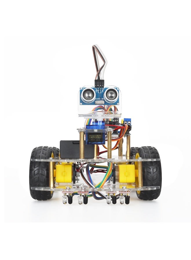 robotgcc Arduino 4WD Smart Car Kit | STEM Educational Robot | UNO R3 Coding Vehicle | Infrared Line Tracking | Ultrasonic Obstacle Avoidance | DIY Robotics Project - Image 2