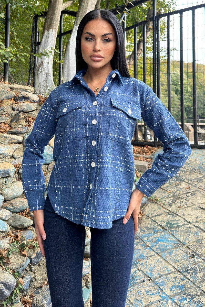 Weshaya Jacket Women Blue-Ecru - Image 1