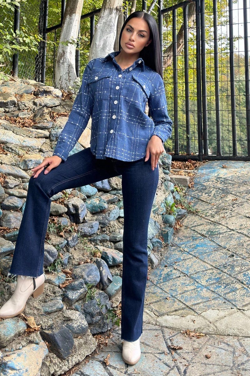 Weshaya Jacket Women Blue-Ecru - Image 2