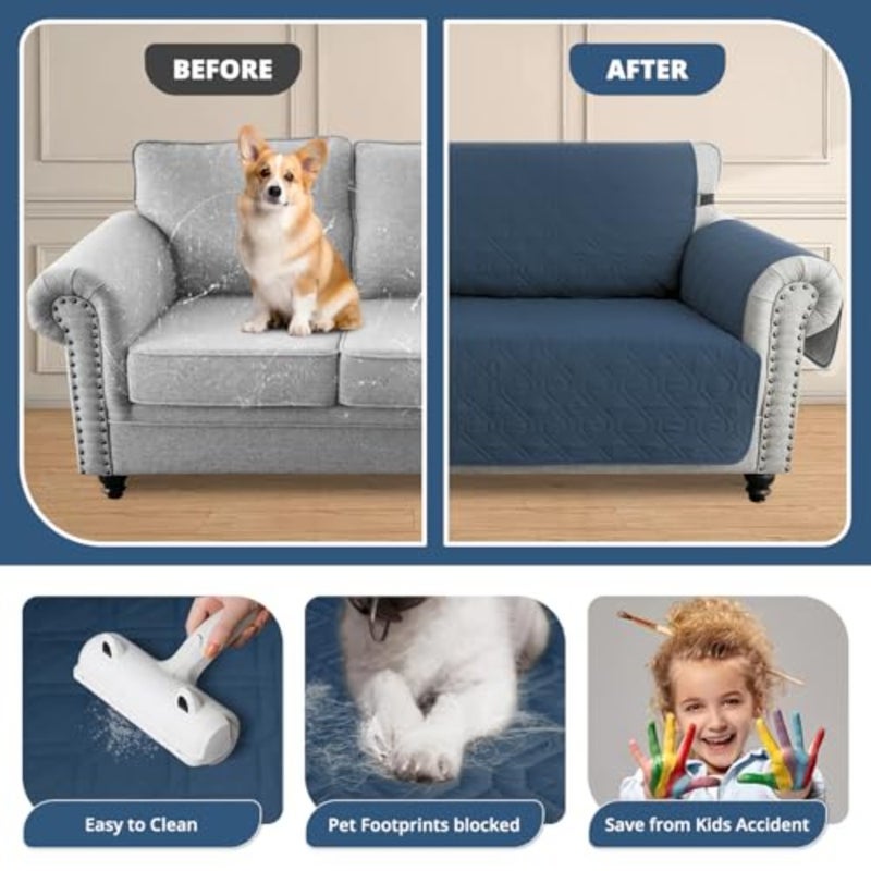 Couch Cover, Waterproof Sofa Covers, Cushion Protector with Non-Skid Backing and Elastic Straps, Dog Couch Cover Protector for 1/2/3/4 Seater, Covers for Dogs Pets 4 Seater Sofa - Image 4