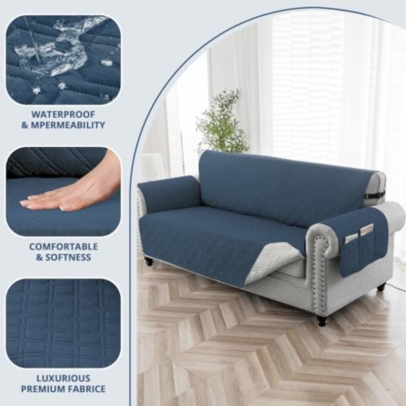 Couch Cover, Waterproof Sofa Covers, Cushion Protector with Non-Skid Backing and Elastic Straps, Dog Couch Cover Protector for 1/2/3/4 Seater, Covers for Dogs Pets 4 Seater Sofa - Image 3