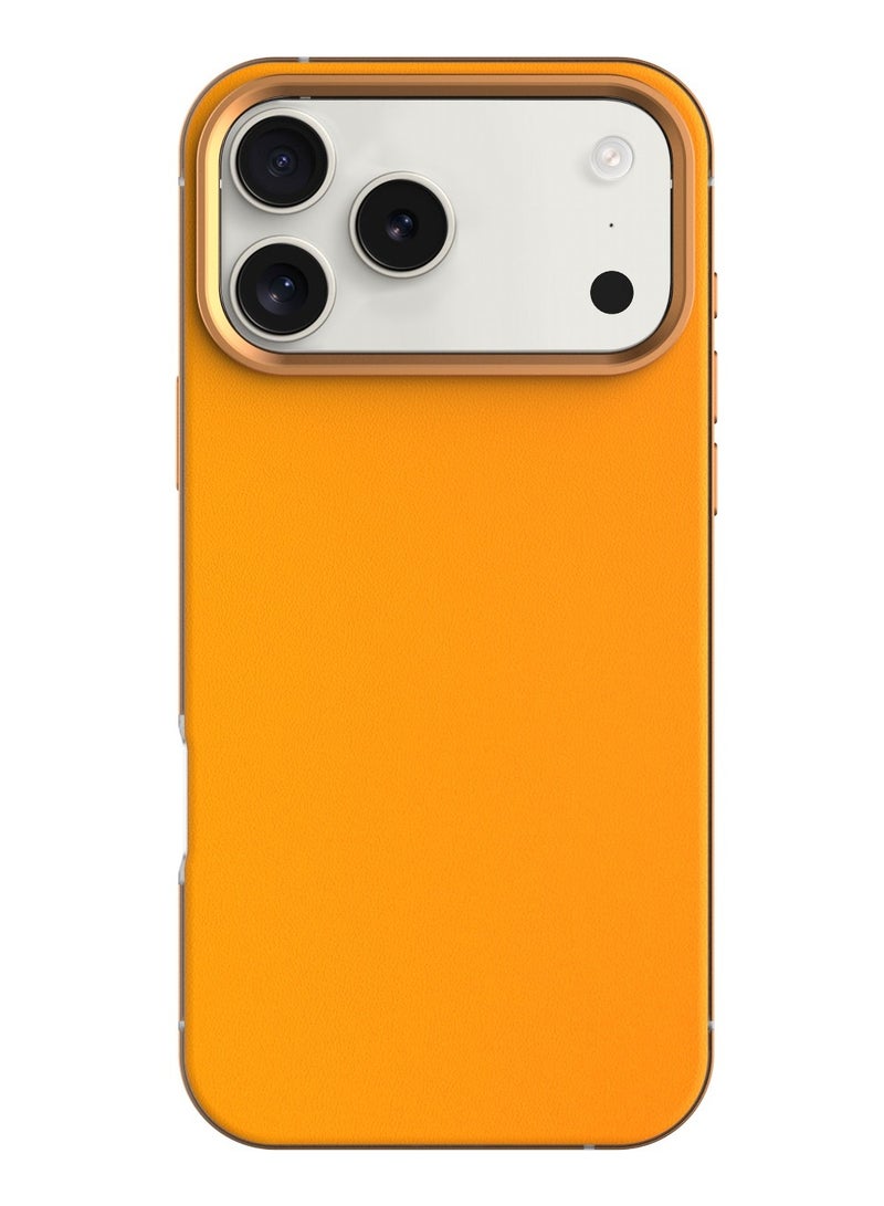 LEVELO iPhone 17 Pro Max MagSafe Case Mia with Matte Silicone Texture & Shock-Resistant Bumper / Anti-Fingerprint & Non-Slip Texture / Aluminum Alloy Frame for Camera & Edges / Frosted Clear Design - Orange - Image 1