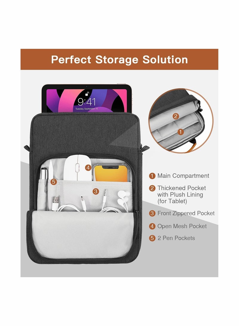 SYOSI 9 To 11 Inch Tablet Sleeve Bag Fits For IPad Air 5 10.9In 2022 IPad Pro 11 M2 2022 To 2018 IPad 10th 10.9 Air 4 10.9 Tab S8 2022 Handle Carrying Case With Shoulder Strap Black - Image 2