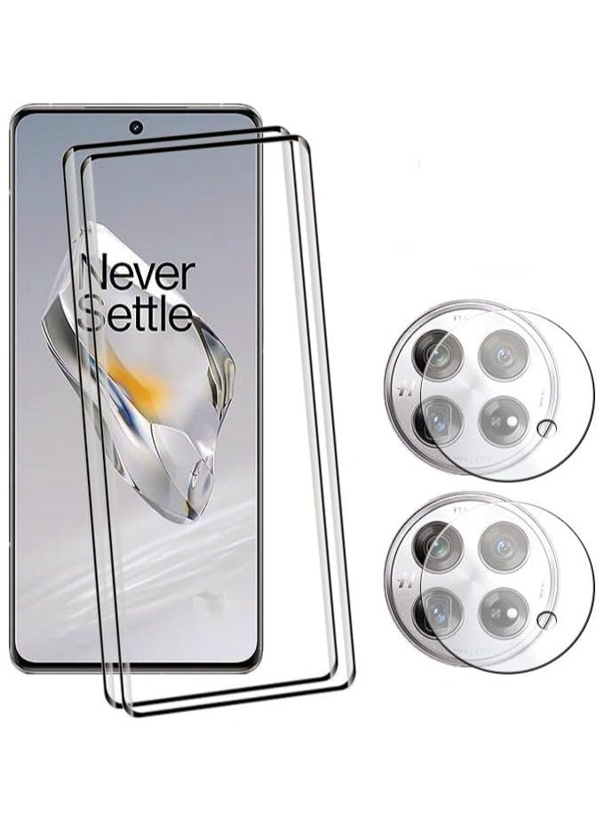 عام 2 + 2 حزمة ل ون بلس 12 ص 5 جرام واقي للشاشة مع عدسة الكاميرا حامي ، التغطية الكاملة الزجاج المقسى فيلم ، هد واضح مقاومة للخدش ل ون بلس 12 ص واقي للشاشة - Image 1