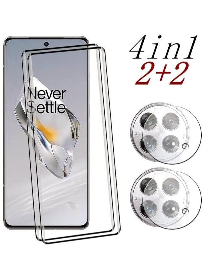 عام 2 + 2 حزمة ل ون بلس 12 ص 5 جرام واقي للشاشة مع عدسة الكاميرا حامي ، التغطية الكاملة الزجاج المقسى فيلم ، هد واضح مقاومة للخدش ل ون بلس 12 ص واقي للشاشة - Image 2