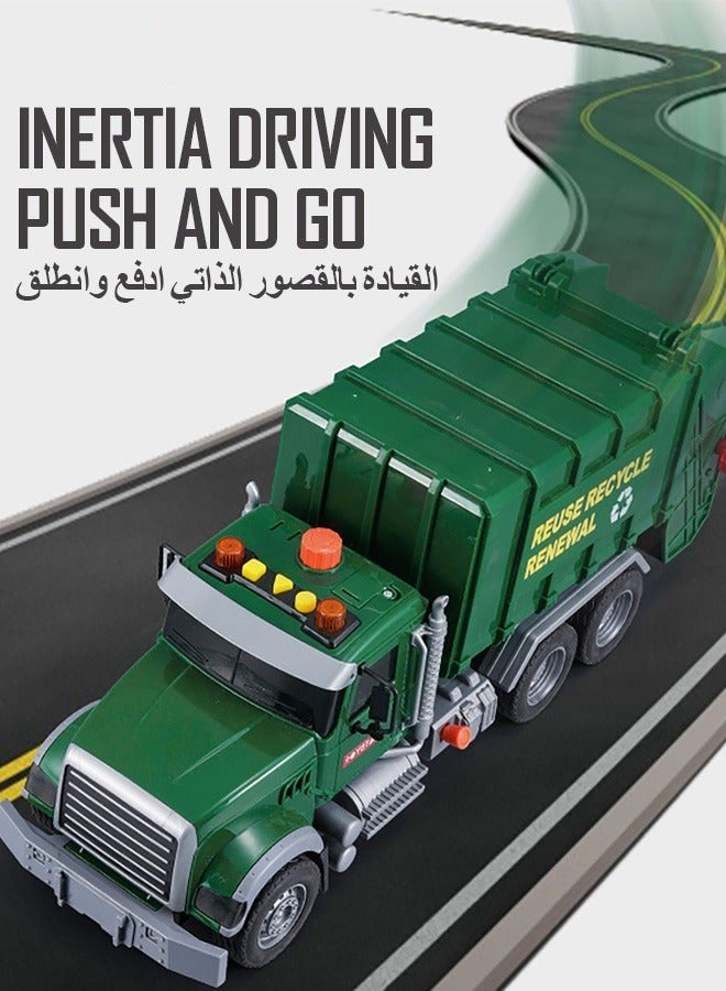 DURKU Inertia Car Garbage Recycling Truck Toy Set, Realistic Engineering Trash Vehicle Truck with Lights and Sounds, Multi-Functional Toy for Boys Kids - Image 2