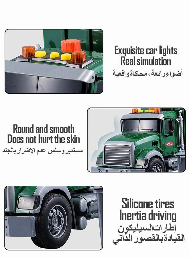 DURKU Inertia Car Garbage Recycling Truck Toy Set, Realistic Engineering Trash Vehicle Truck with Lights and Sounds, Multi-Functional Toy for Boys Kids - Image 4